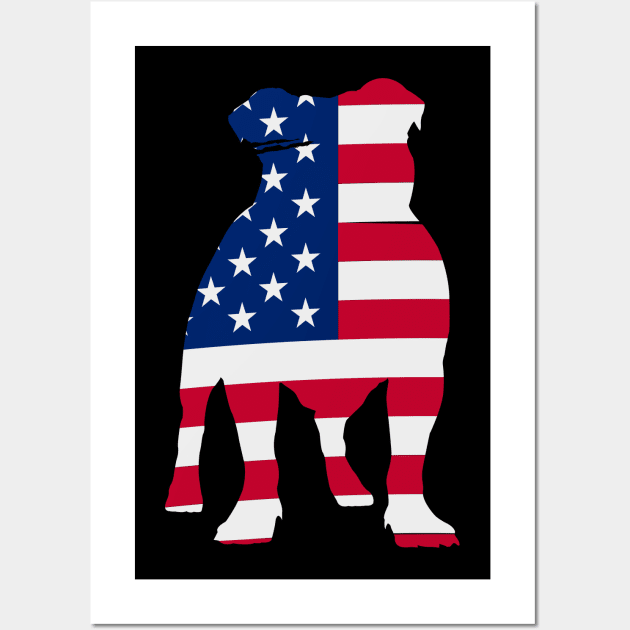 American Flag Patriotic Bulldog Lover. America Shirts. Dog Lovers. USA Shirt.4th Of July. Wall Art by Johner_Clerk_Design